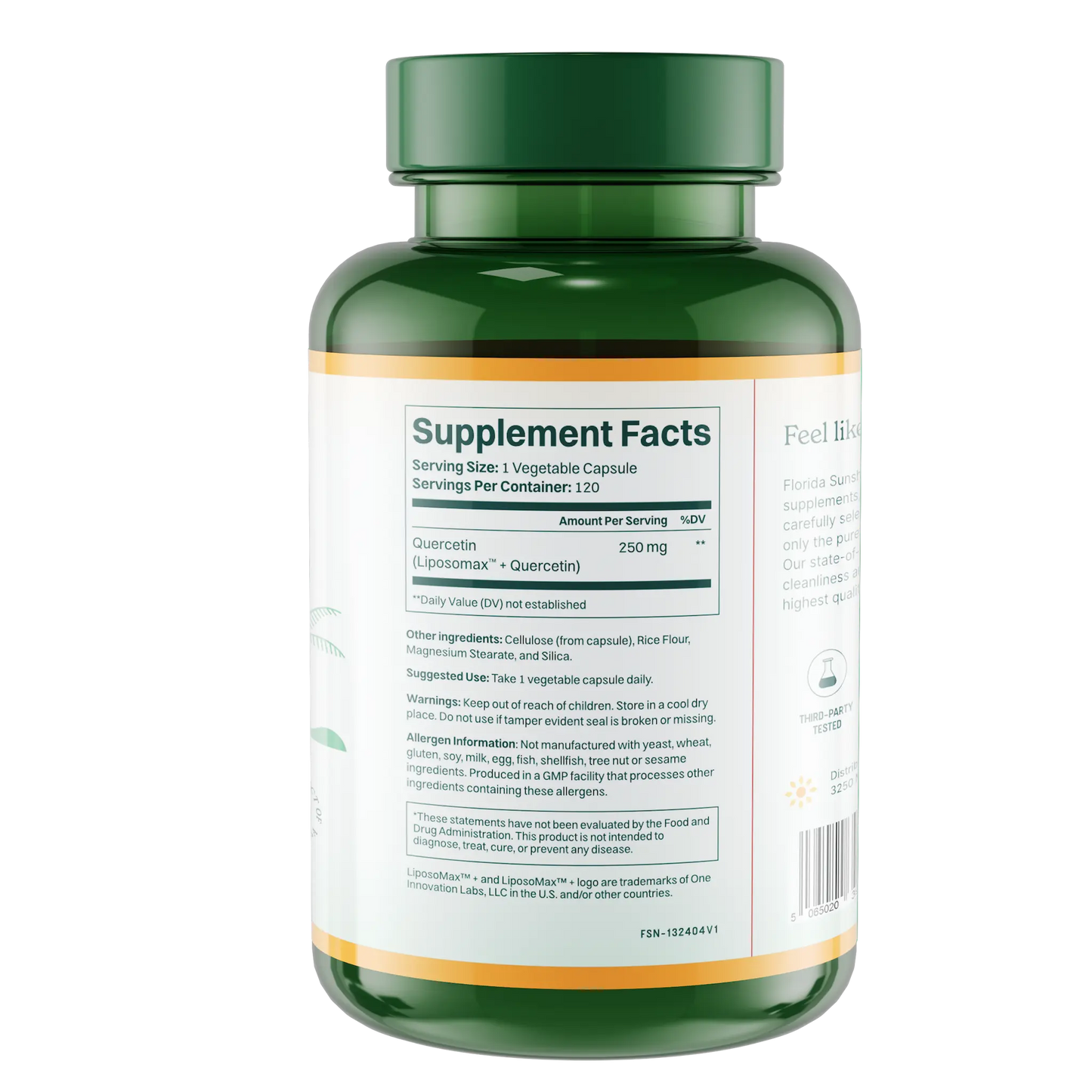 Liposomal Quercetin -  120 Capsules (250mg) - Enhanced Absorption